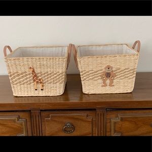 Woven Basket Set | Vegan Leather Handles